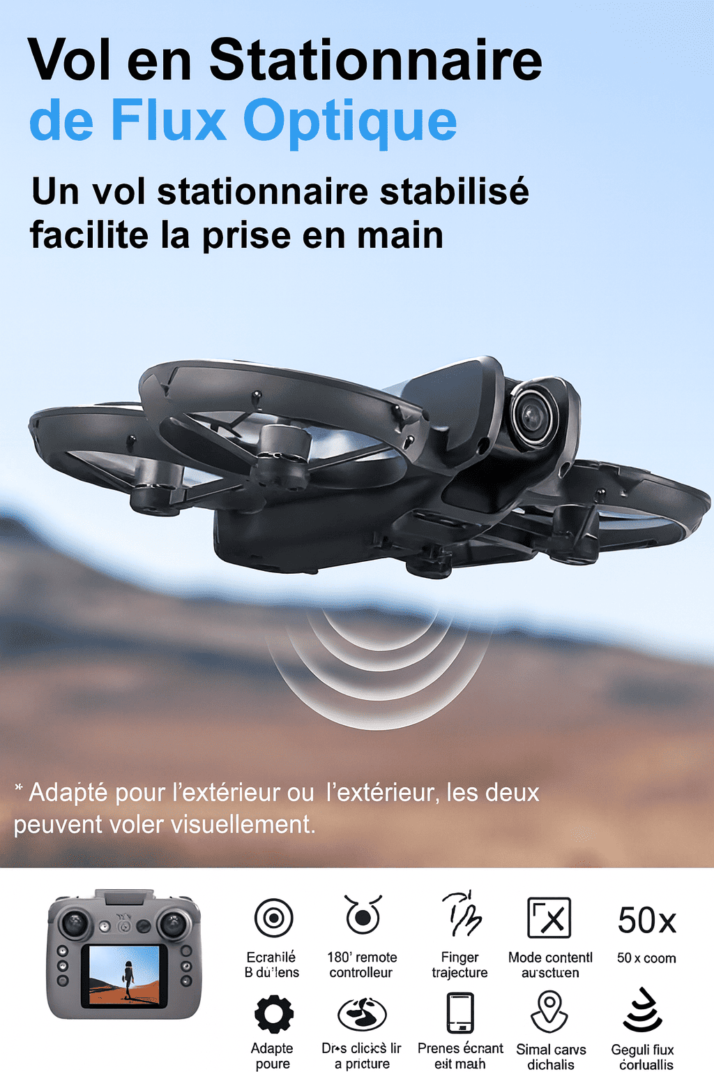 Drone Professionnel V666 – Double Caméra 8K & Stabilisation 6 Axes